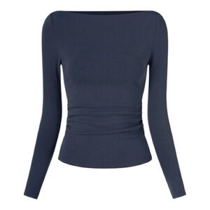 OGL Move Modern Side Ruched Boatneck Bra Top Grey Size Medium